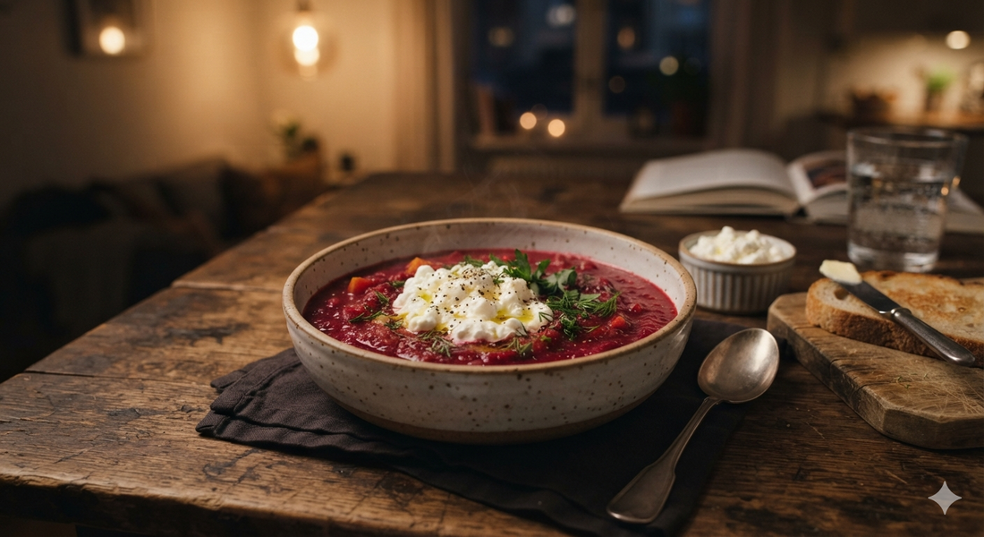 Creamy Pumpkin and Spinach Beetroot Soup with Cottage Cheese