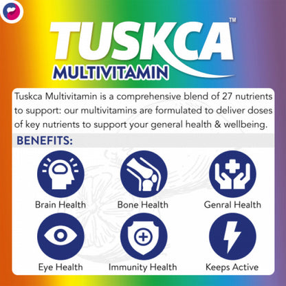 TUSKCA Multiviatmin Effervescent Blueberry Flavor, 20 Tablets