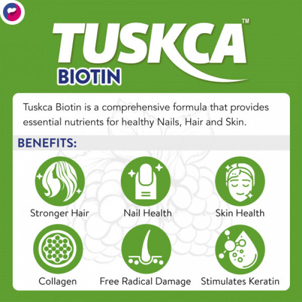TUSKCA Biotin Effervescent Berry Flavor, 20 Tablets