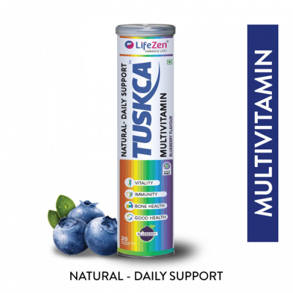 TUSKCA Multiviatmin Effervescent Blueberry Flavor, 20 Tablets
