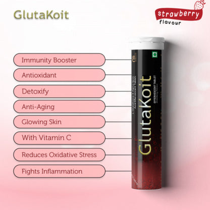 Gluta Koit Strawberry Effervescent, 15 Tablets