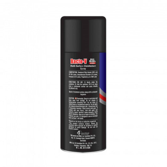 Bacto-V Multi-Surface Disinfectant Spray with 99% Denatured Alcohol, 180ml - Kills 99.9% Germs