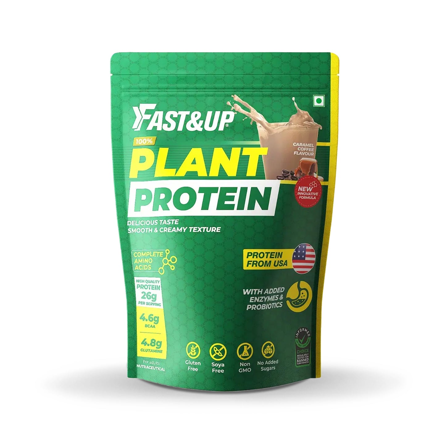 Fast&Up Organic Plant Protein Caramel Coffee, 30 Servings