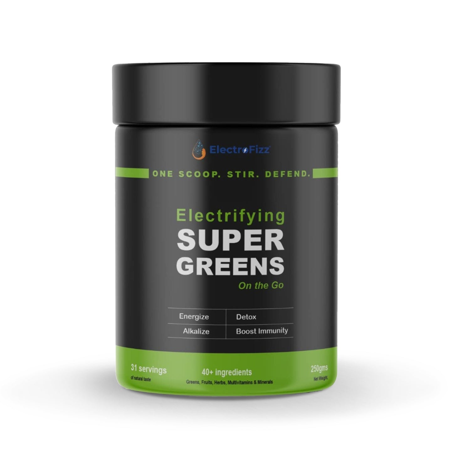 ElectroFizz Electrifying Supergreens 超级食品粉绿色蔬菜、水果和香草，250 克（31 份）