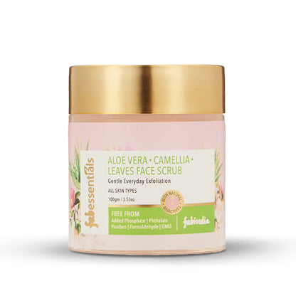 Fabessentials Aloe Vera Camellia Leaves Face Scrub with Green Tea Leaf & Tamarind extract, 100gm