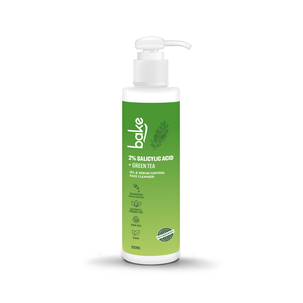 Bake 2% Salicylic Acid Face Wash For Oily Skin with Green Tea, 100ml
