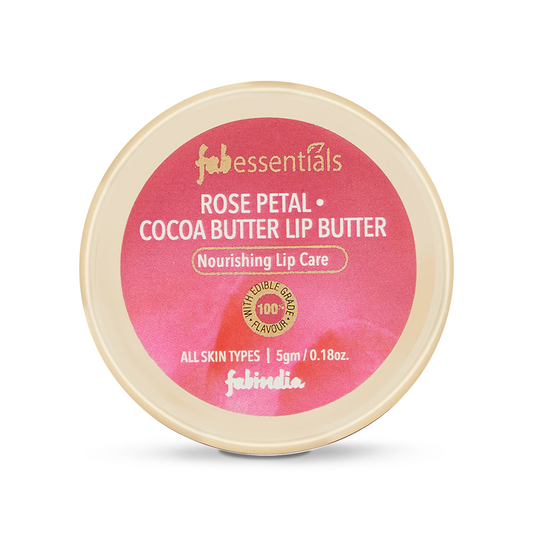 Fabessentials Rose Petal Cocoa Butter Lip Butter infused with Coconut Oil & Shea Butter, 5gm