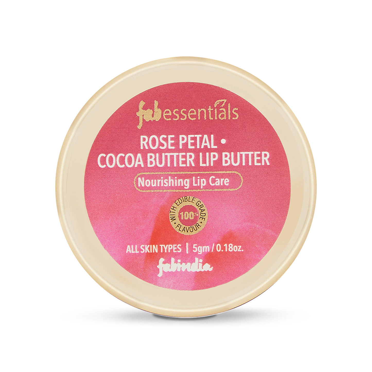 Fabessentials 玫瑰花瓣可可脂润唇膏，注入椰子油和乳木果油，5 克