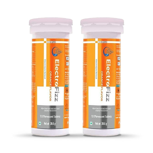 ElectroFizz Electrolyte Reload Effervescent Orange Flavour, 12 Tablets (Pack of 2)