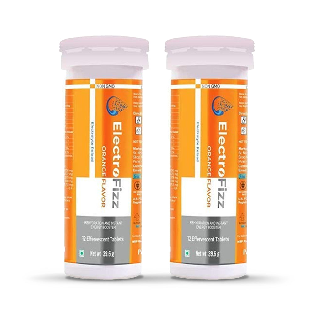 ElectroFizz Electrolyte Reload Effervescent Orange Flavour, 12 Tablets (Pack of 2)