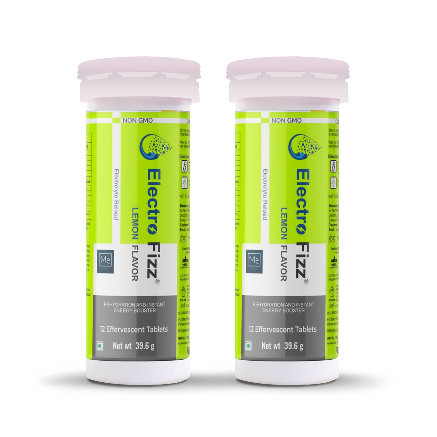 ElectroFizz Electrolyte Reload Effervescent Lemon Flavour, 12 Tablets (Pack of 2)