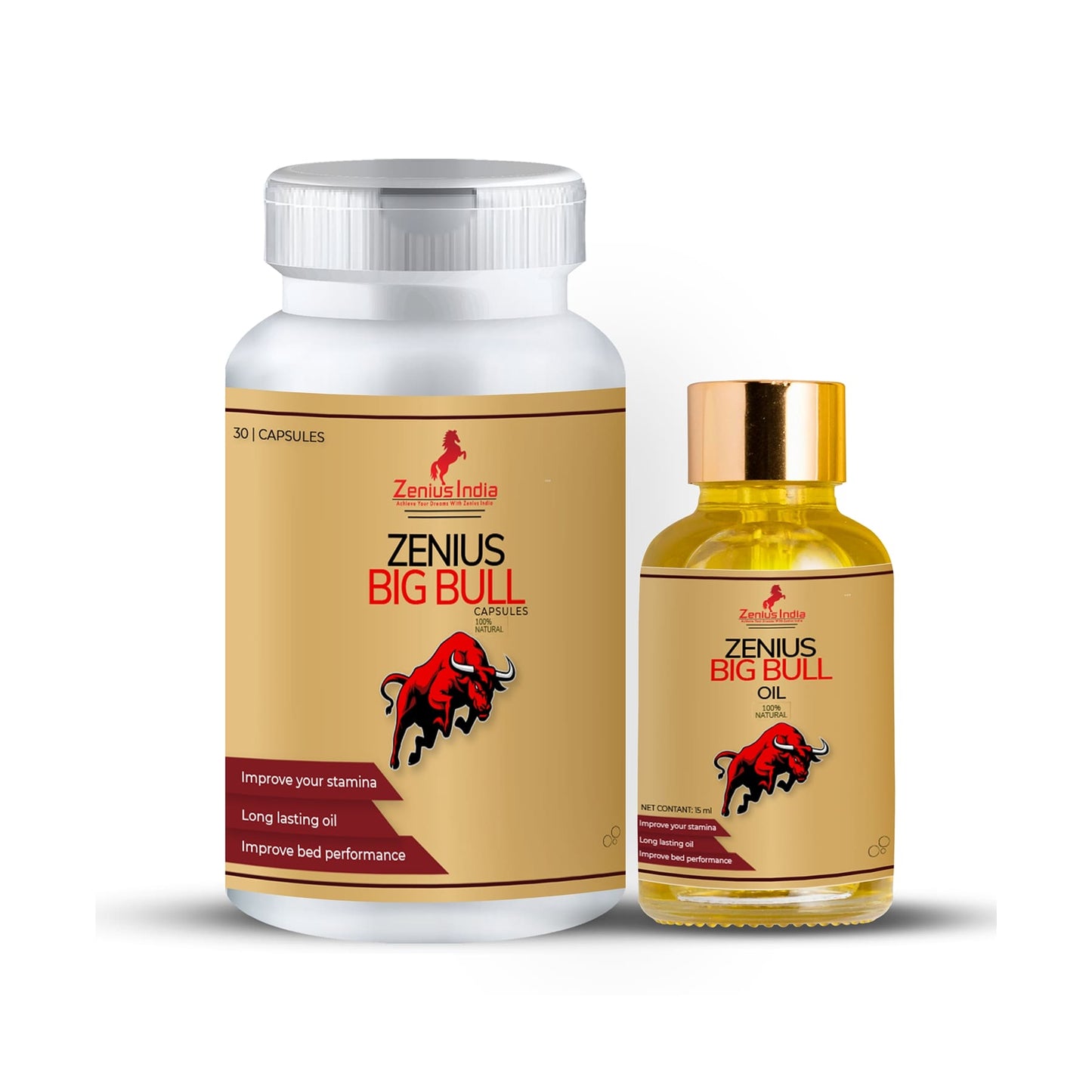 Zenius Big Bull Kit (30 Capsules & 50ml Oil)