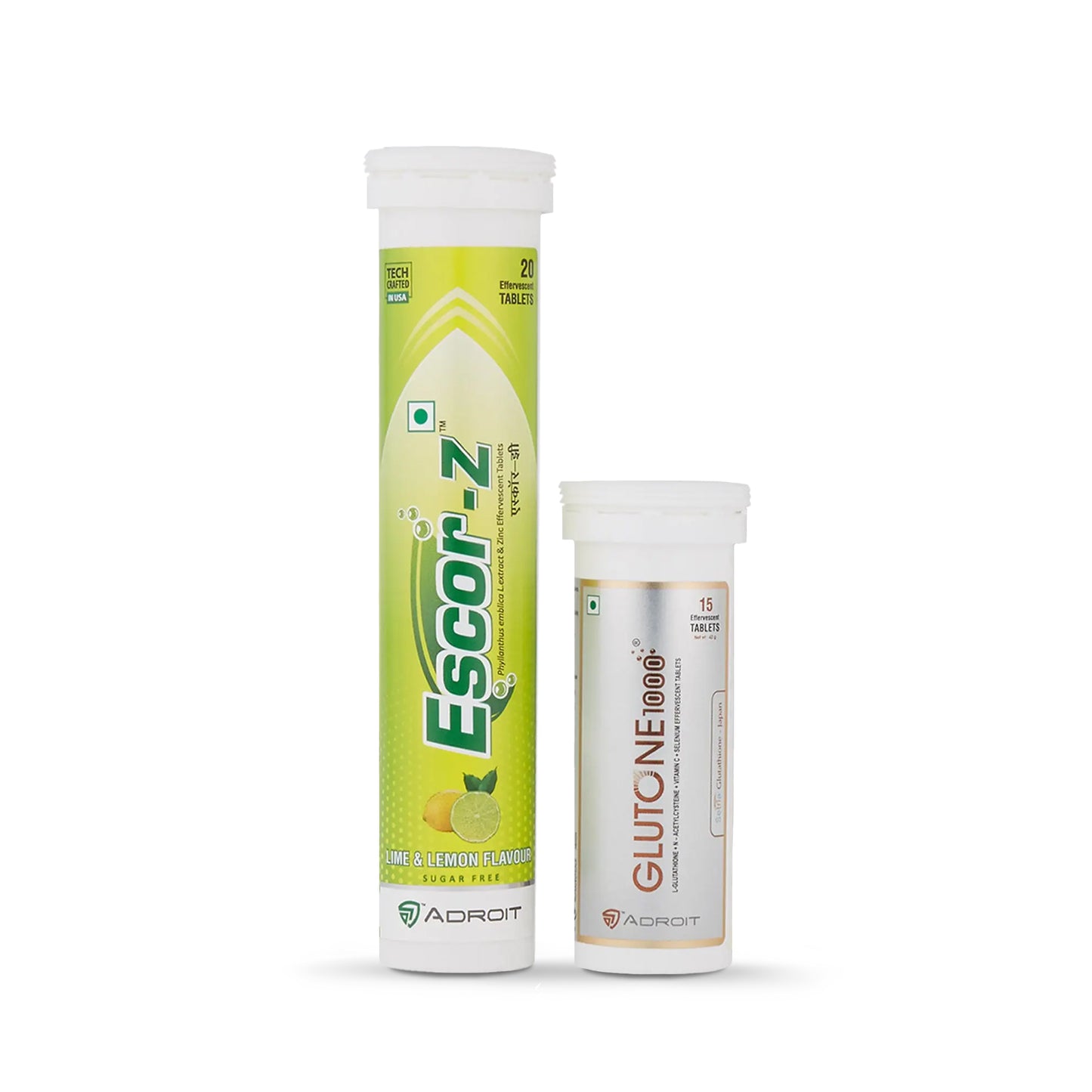 Skin Glow Combo Glutone 1000 含 Escor Z（青柠和柠檬味）- 4 件装