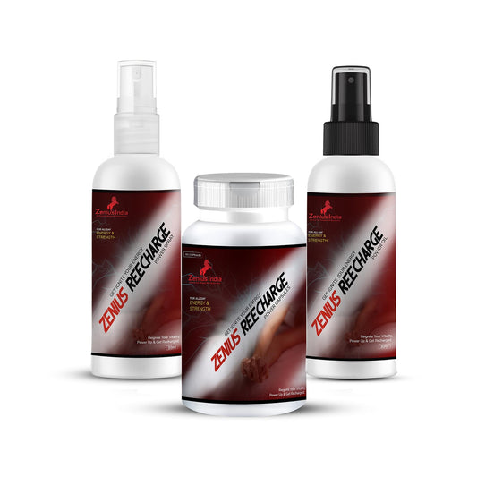 Zenius Recharge Kit For Male (30 Capsules & 30ml Oil & 30ml Spray)