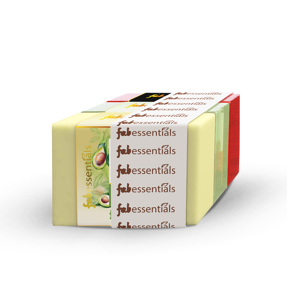 Fabessentials Assorted Glycerin Bathing Bars Pack of 3 - Avocado, Tea Tree & Musk, 3X100gm