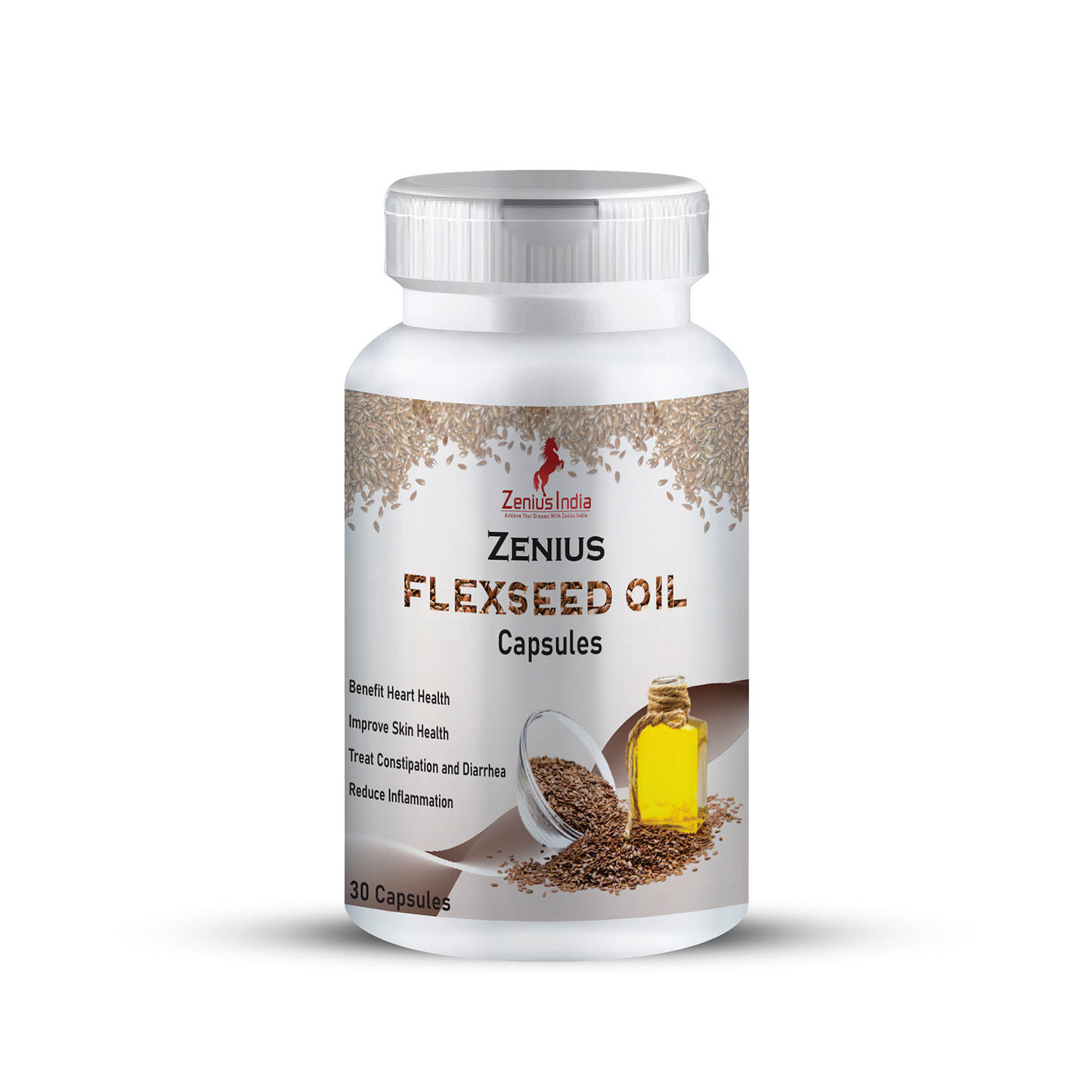 Zenius Flaxseed Oil Capsules For Hair, Skin and Immunity, 30 Capsules