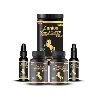 Zenius Xtra Power Gold Kit (Night, 30 Capsule + Morning, 30 Capsule + 50ml Oil + 50ml Gel + 100gm Powder)