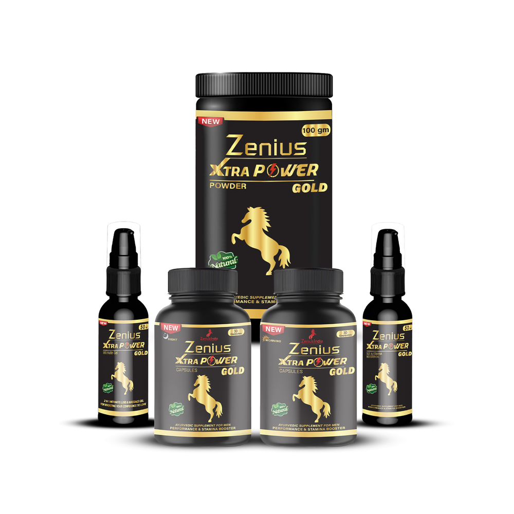Kit Zenius Xtra Power Gold (Malam, 30 Kapsul + Pagi, 30 Kapsul + 50ml Minyak + 50ml Gel + 100gm Serbuk)