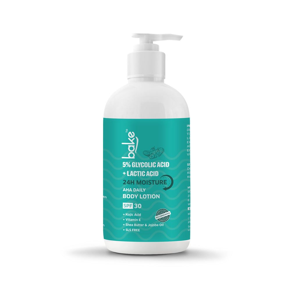 Bakar 5% Glikolik &amp; Asid Laktik Losyen Badan SPF 30 PA+++ untuk Tompok Gelap &amp; Jerawat Badan, 200ml