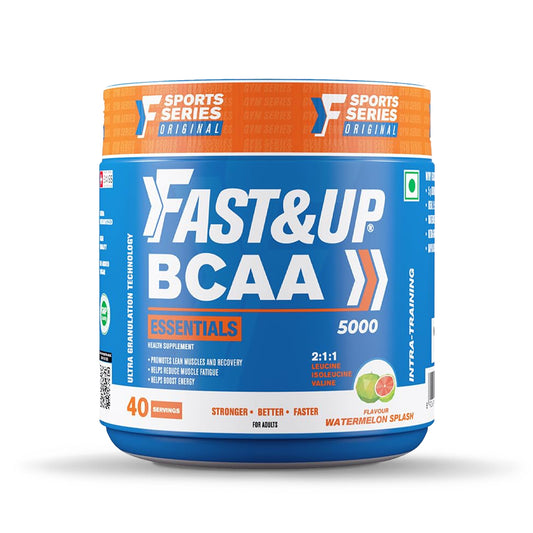 Fast&Up BCAA Essentials Pre&Post Workout & Intra Workout Watermelon Supplement, 45 Servings