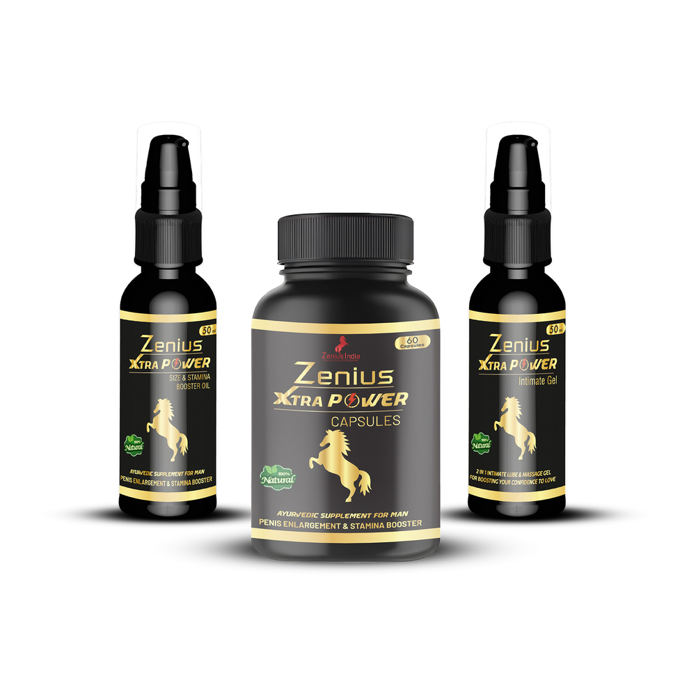 Zenius Xtra Power Kit For Man (60 Capsules & 50ml Oil & 50ml Gel)