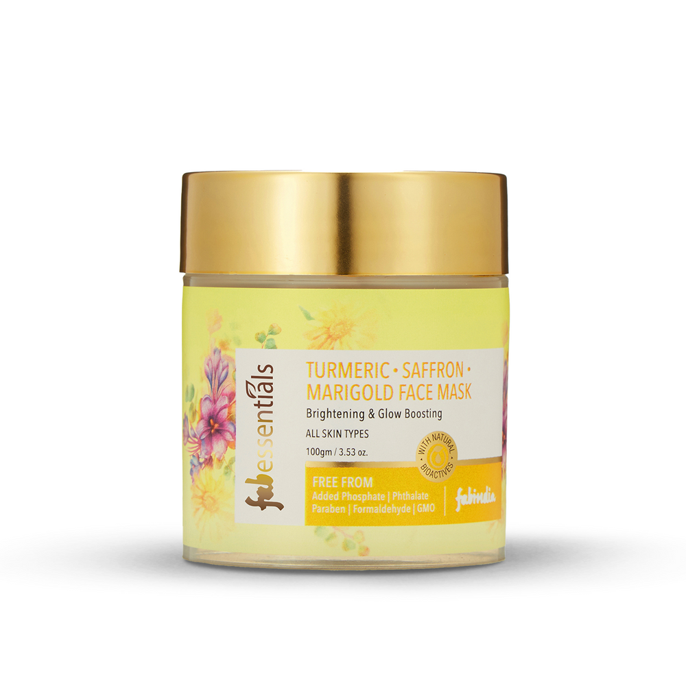 Fabessentials Turmeric Saffron Marigold Face Mask with Kaolin & Bentonite Clay, 100gm