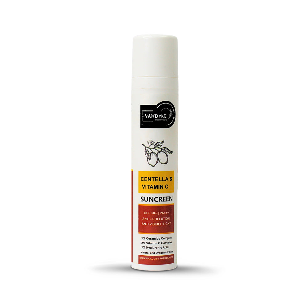 Vandyke Sunscreen SPF 50 PA+++ Cream with Centella & Ceramide & Vitamin C, 50gm