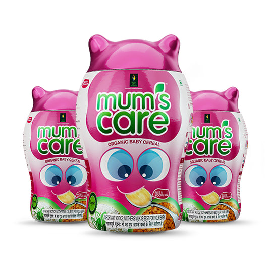 Mum's Care 大米和 Moong Dal 有机婴儿麦片，300 克（3 件装）- 由经过认证的有机成分制成