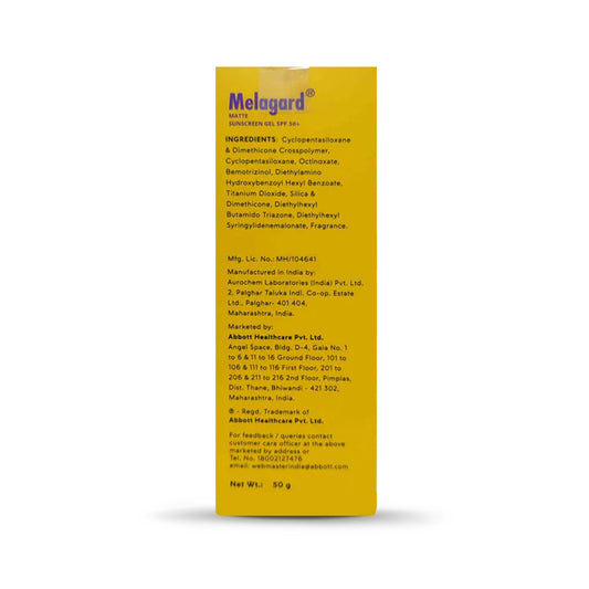 Melagard Matte Sunscreen Gel SPF50+ Broad-Spectrum UVA/UVB PA+++, 50gm