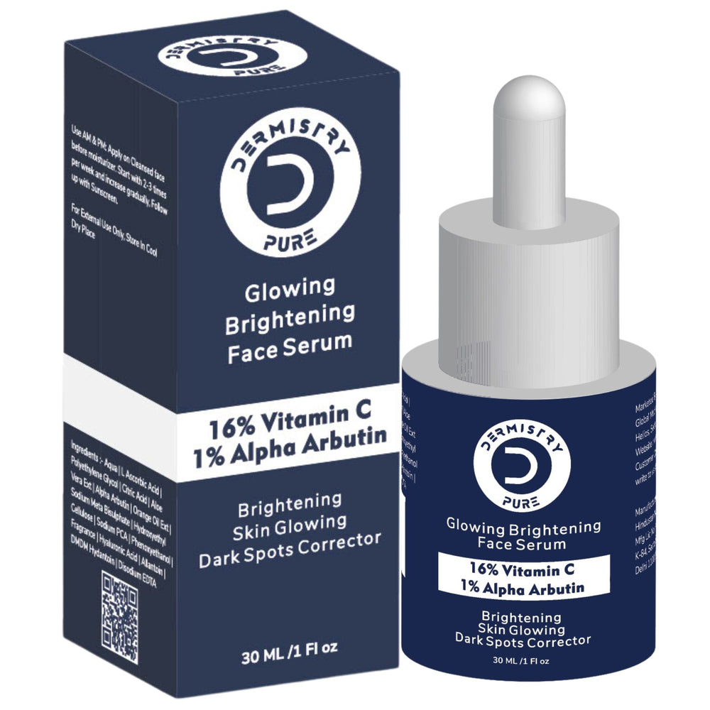 Dermistry Pure 16% Vitamin C 1% Alpha Arbutin Skin Light Bright Glowing Spot Corrector Face Serum, 30ml