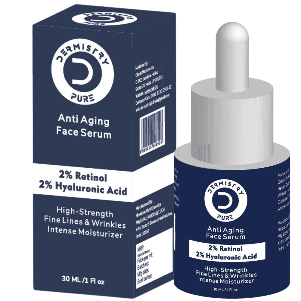 Dermistry Pure 2% Retinol 2% Hyaluronic Acid Anti Aging Moisturizer للوجه والخطوط الدقيقة والتجاعيد، 30 مل