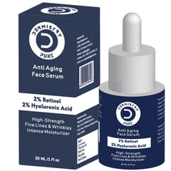 Dermistry Pure 2% Retinol 2% Hyaluronic Acid Anti Aging Moisturizer Fine Lines Wrinkles Face Serum, 30ml