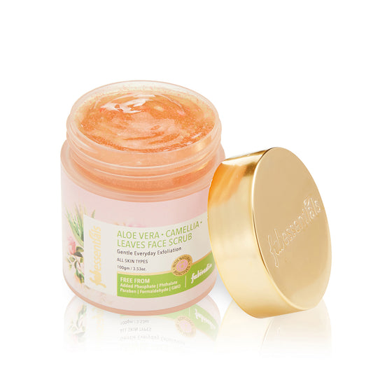 Fabessentials Aloe Vera Camellia Leaves Face Scrub with Green Tea Leaf & Tamarind extract, 100gm