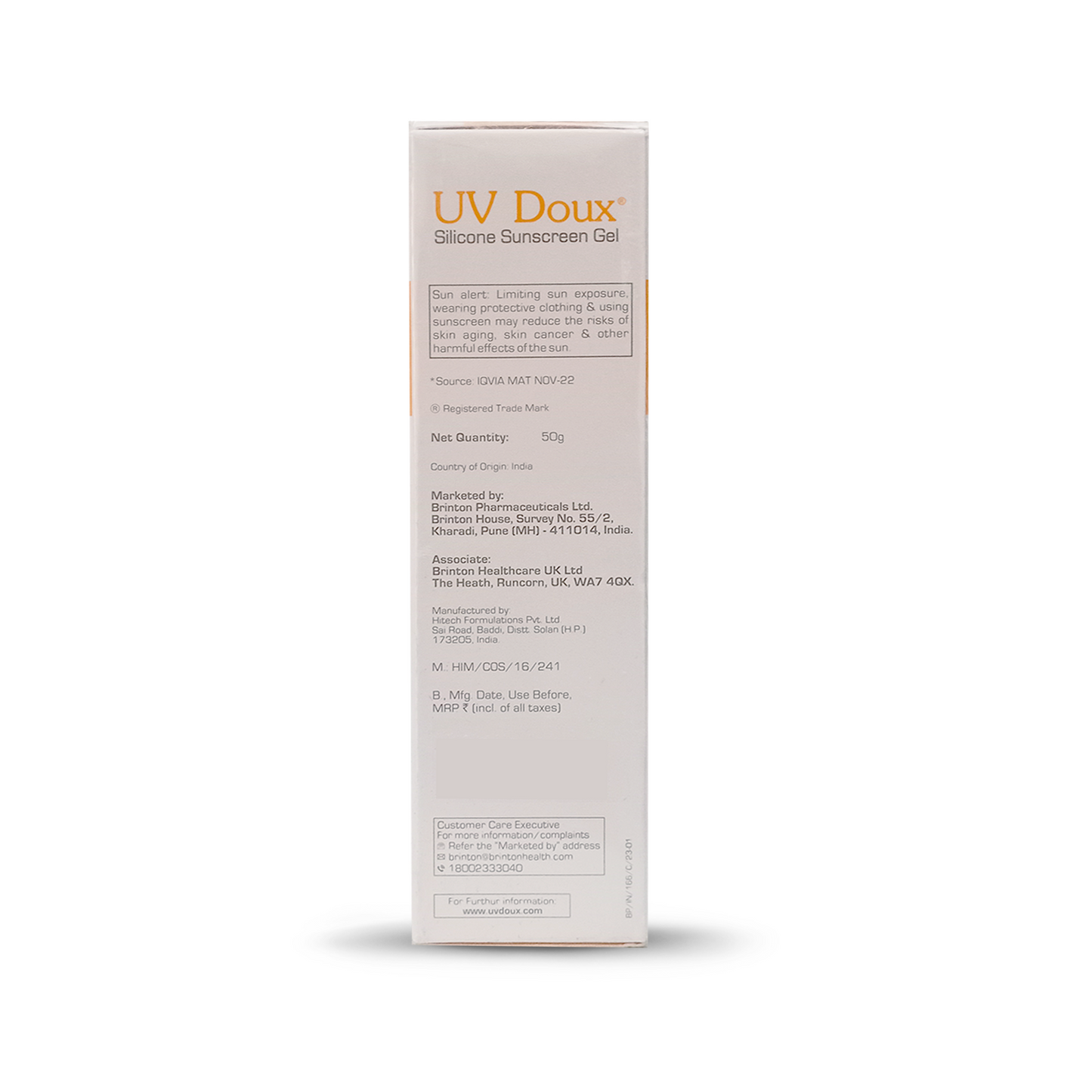 UV Doux 有机硅防晒凝胶 SPF 50 PA+++，50 克