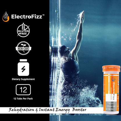 ElectroFizz ElectroFizz Electrolyte Reload بنكهة البرتقال الفوارة، 12 قرصًا (عبوة من قطعتين)