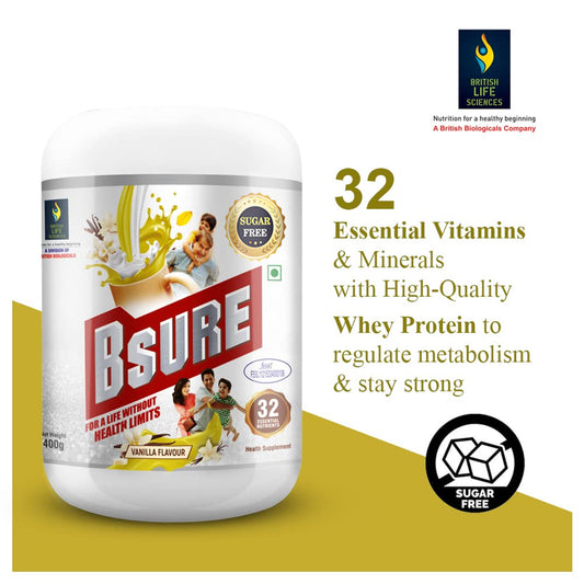 Bsure Vanilla Flavour Sugar Free, 400gm