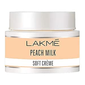 Lakme Peach Milk Soft Creme jar on a white background
