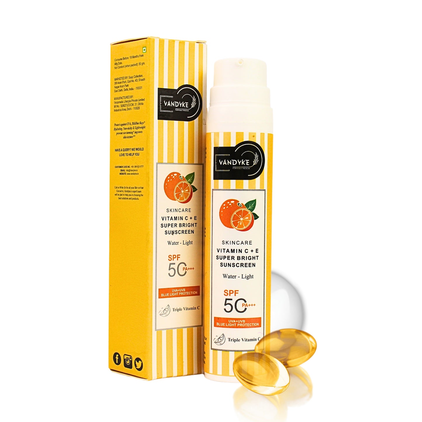 Vandyke Vitamin C + E Super Bright Sunscreen Spf 50+++, 50gm