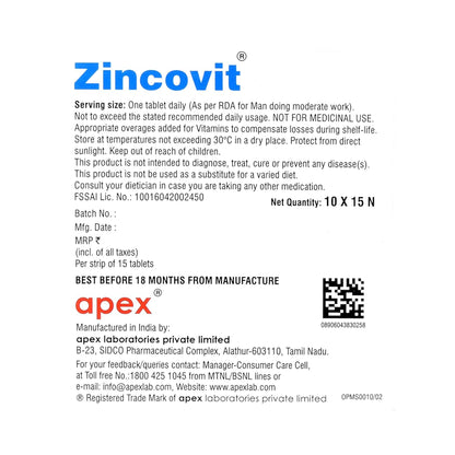 Zincovit，15 片