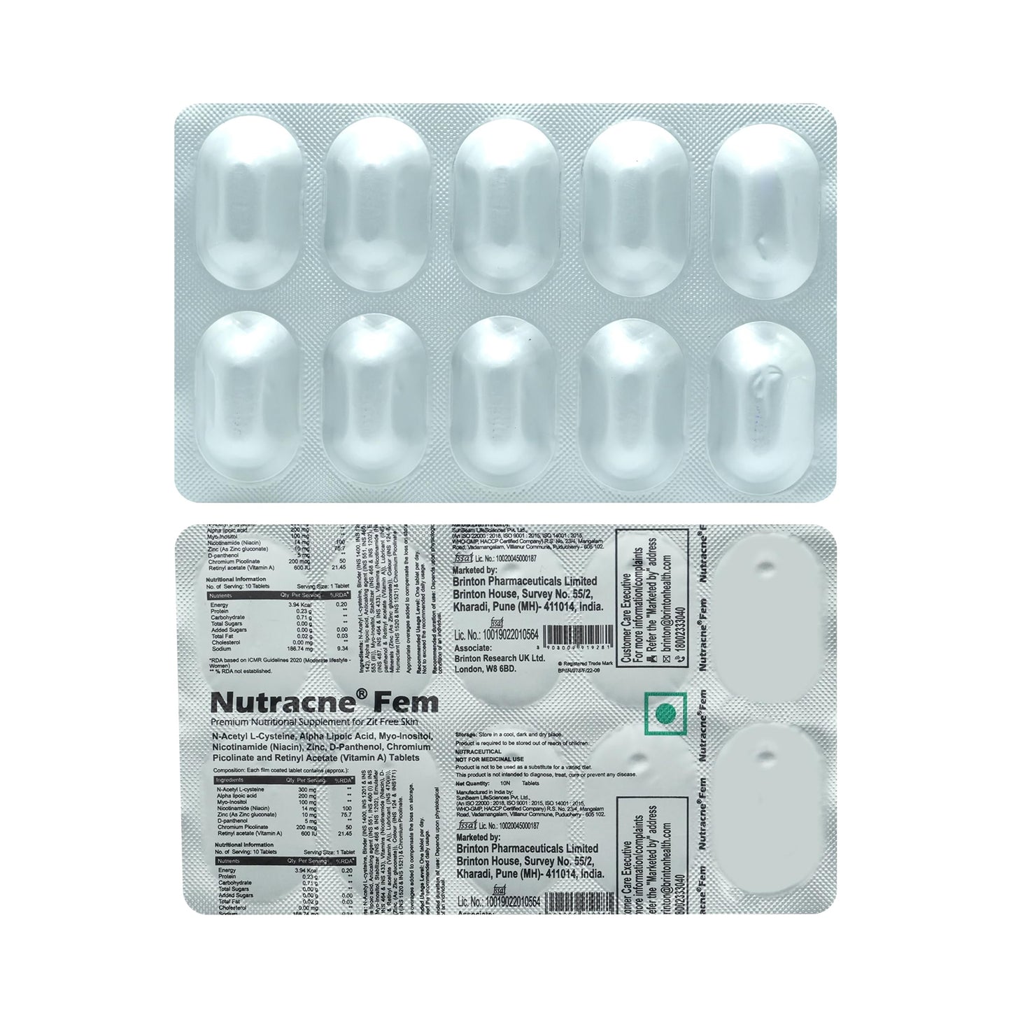 Nutracne Fem, 10 Tablets