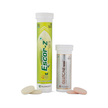 Skin Glow Combo Glutone 1000 with Escor Z (Lime & Lemon Flavour) - Pack of 4