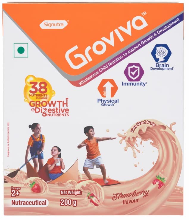 Groviva Child Nutrition Supplement Strawberry, 200gm