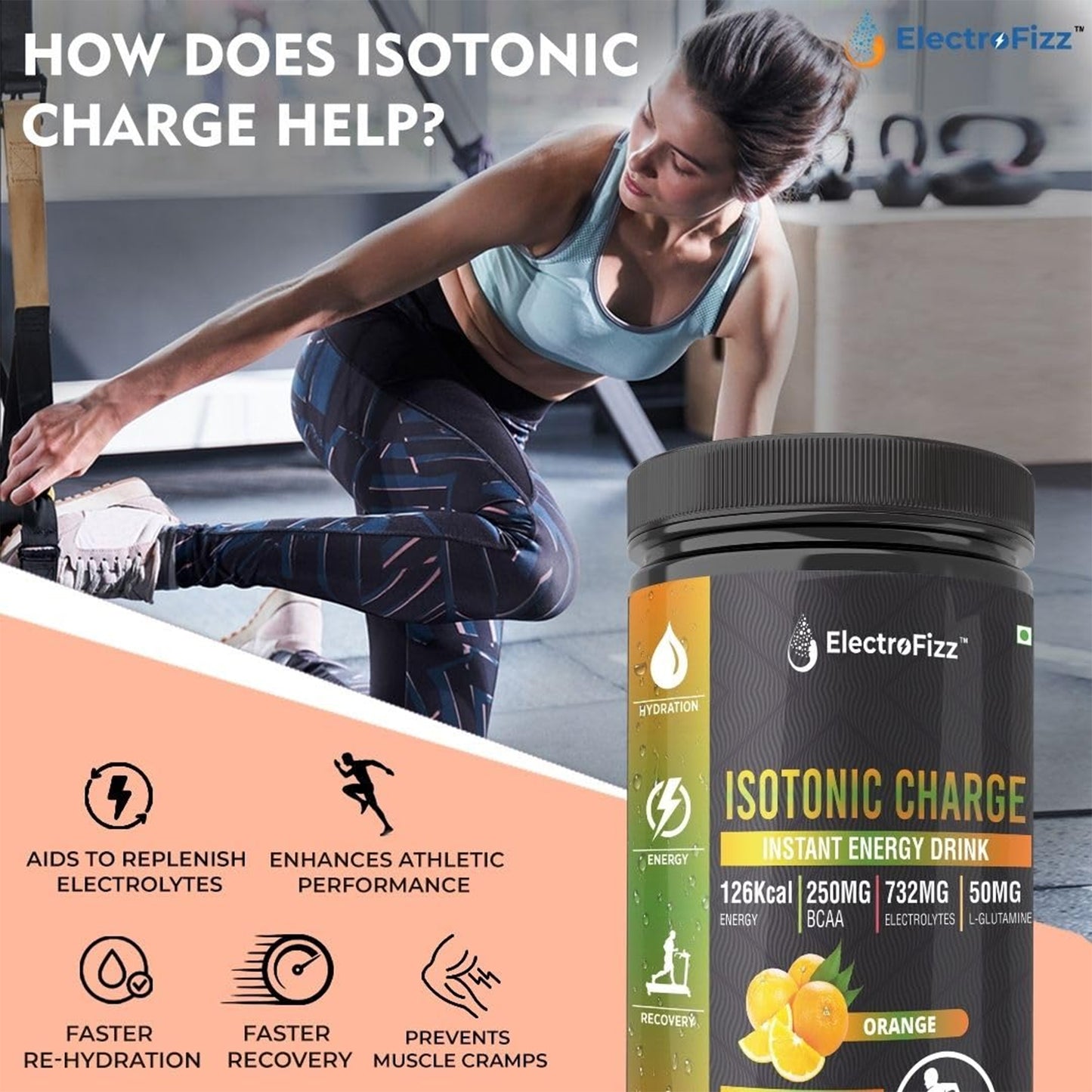ElectroFizz Isotonic Energy Drink Powder Peach, 1Kg