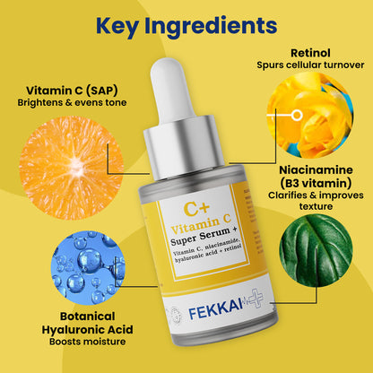 Fekkai Vitamin C-Plus Super Serum with Niacinamide, Retinol, Hyaluronic Acid, and Salicylic Acid, 30ml
