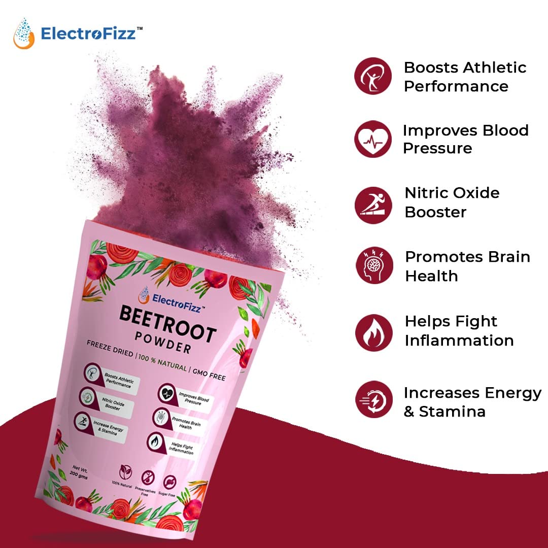 ElectroFizz Freeze Dried Beetroot Powder, 200gm (30 plus servings)