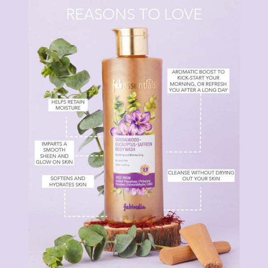 Fabessentials Sandalwood Eucalyptus Saffron Body Wash, 250ml