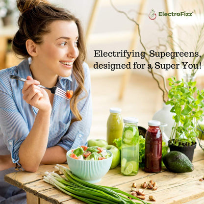 ElectroFizz Electrifying Supergreens Superfood Powder Greens, Fruits & Herbs, 250gm (31 servings)