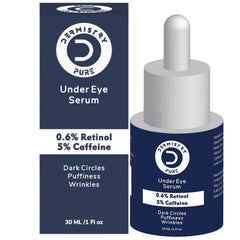 Dermistry Pure 0.6% Retinol 5% Caffeine Under Eye Serum Puffiness Fine Line Wrinkles Puffy Dark Eyes, 30ml