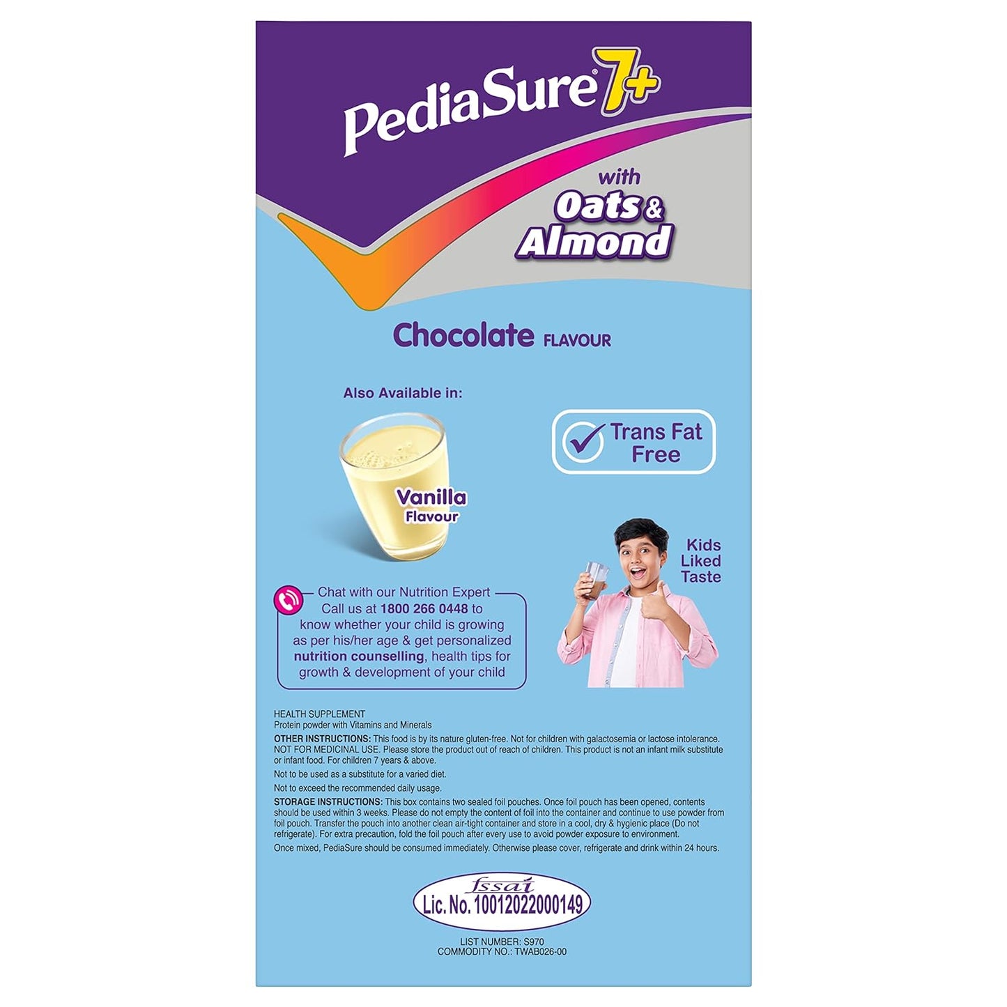 Pediasure 7 Plus Chocolate Flavour Refill, 800gm