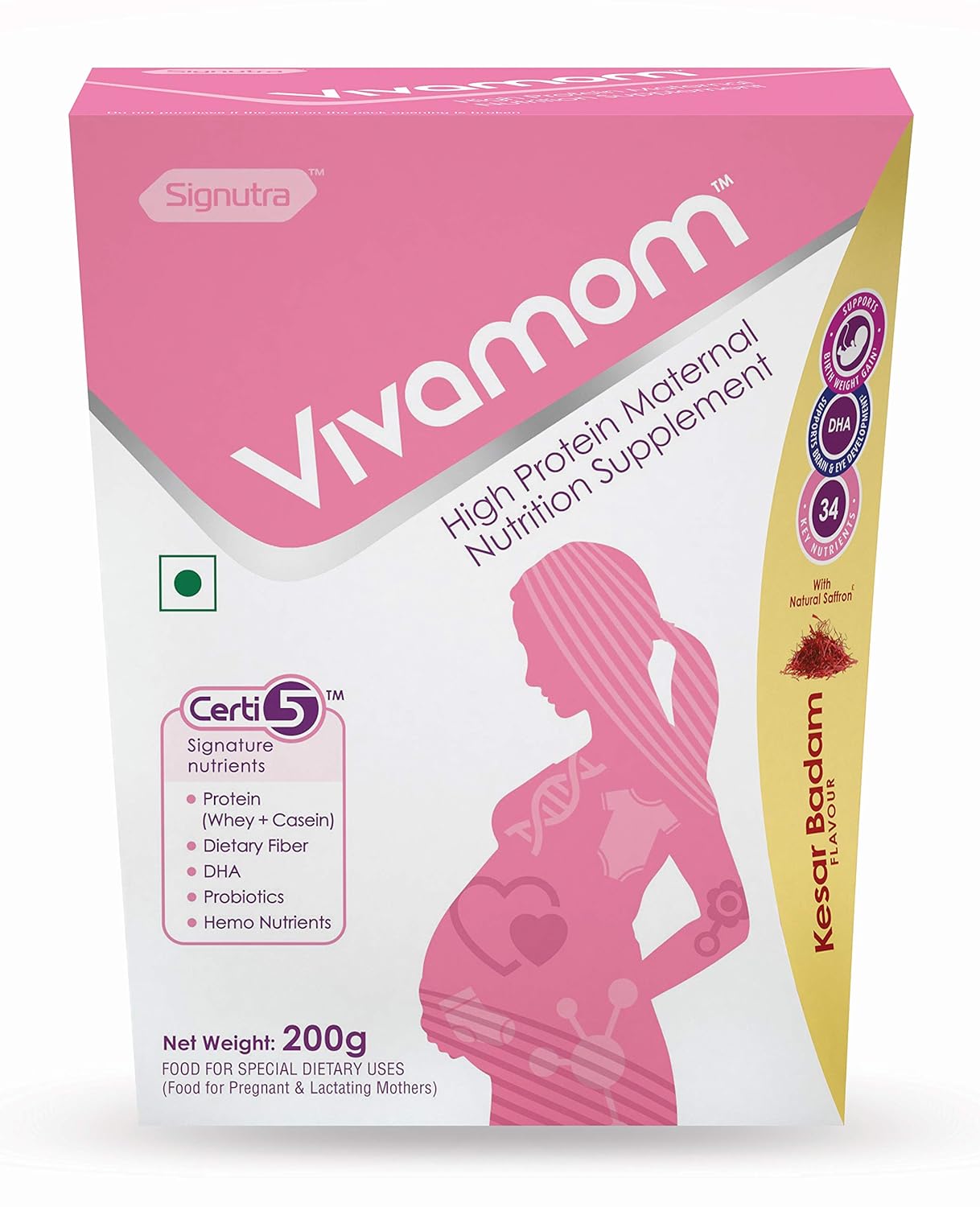 Vivamom Maternal Nutrition Supplement Kesar Badam, 200gm